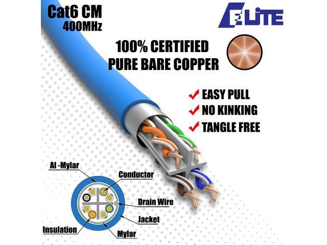 Elite Cat6 Stranded (CM), 1000ft, 400MHz, 26AWG, F/UTP, Bare Copper, UL Certified, Bulk Ethernet Cable Reel, Green