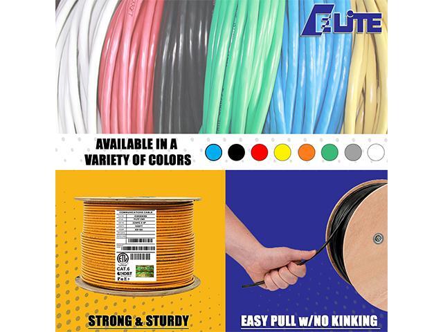 Elite Cat6 Shielded Riser (CMR), 1000ft, 550MHz, 23AWG, F/UTP, Solid Bare Copper, UL Certified, UL-LP Certification, Bulk Ethernet Cable Reel, Orange