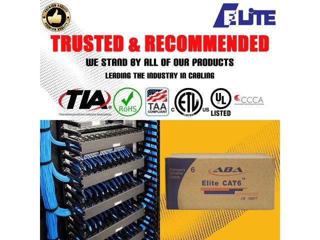 Elite Cat6 Stranded (CM), 1000ft, 400MHz, 28AWG, U/UTP, Bare Copper, UL Certified, Ultra Slim, Bulk Ethernet Cable, Black