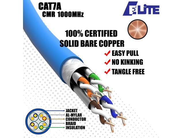 Elite Cat7a Riser (CMR), 1000ft, 1000MHz, 23AWG, S/FTP, Solid Bare Copper, UL Certified, Bulk Ethernet Cable Reel, Gray