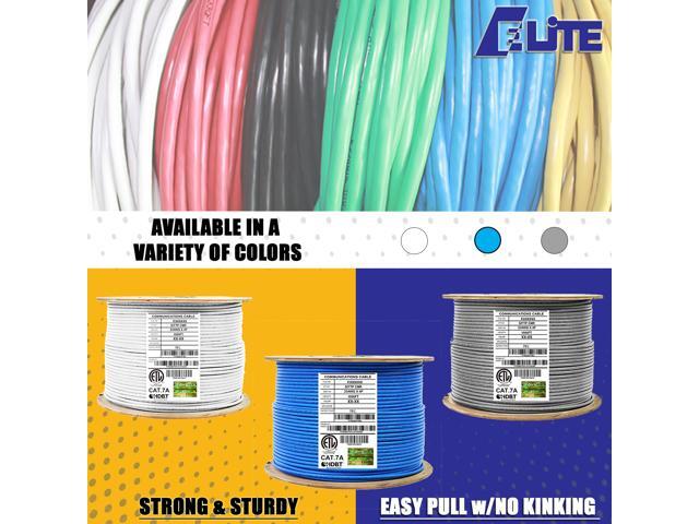 Elite Cat7a Riser (CMR), 1000ft, 1000MHz, 23AWG, S/FTP, Solid Bare Copper, UL Certified, Bulk Ethernet Cable Reel, Gray