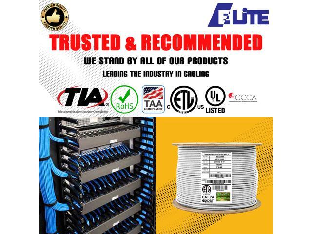 Elite Cat7a Riser (CMR), 1000ft, 1000MHz, 23AWG, S/FTP, Solid Bare Copper, UL Certified, Bulk Ethernet Cable Reel, White
