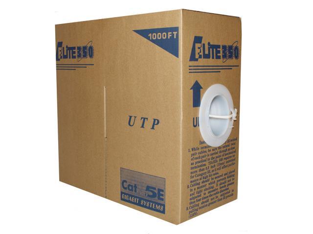 Elite Cat5e Stranded (CM), 1000ft, 350MHz, 24AWG, U/UTP, Bare Copper, UL Certified, Pull Box, Bulk Ethernet Cable, White