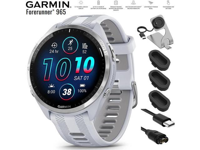 Garmin Forerunner 965 Running Smartwatch Whitestone and Gray + Charging Bundle