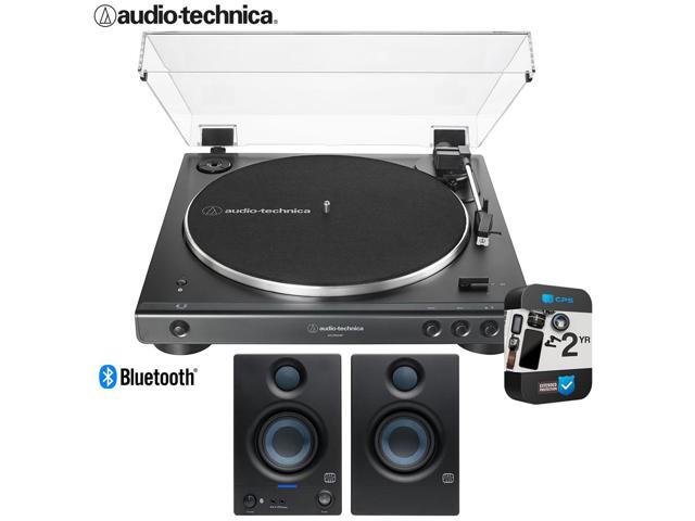 Audio-Technica AT-LP60XBT-BK Bluetooth Turntable + Eris 3.5BT Monitors + 2 YR Warranty Bundle