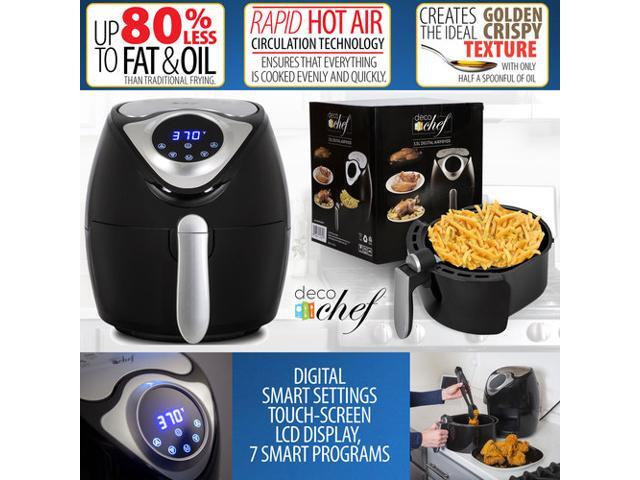 Deco Chef XL 3.7 QT Digital Air Fryer With 7 Smart Programs LCD Touch Screen Oil-Less Non-Stick Coated Countertop Healthy Kitchen Safe Frying Station