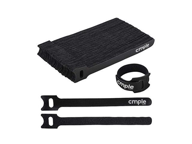 Cmple - 50PCS Reusable Cable Ties, Nylon Adjustable Cord Organizer Ties, Multi-purpose Hook Loop Cable Management Wire Ties, 6-inch Black