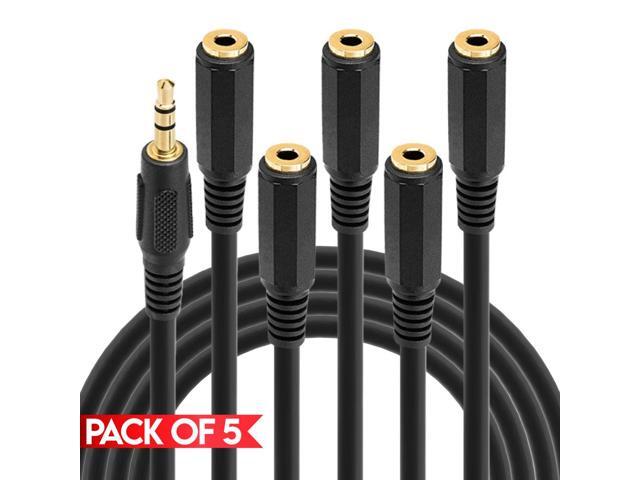 Cmple - [5 PACK] 12 Feet 3.5mm Extension Cable, Aux Male to Female Cord, Stereo Audio Cable for TV, Car, Phone, Hi-Fi System, PC, iPod, MP3 Player,...
