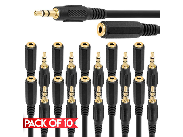 Cmple - [10 PACK] 6 FT Headphone Extension Cord, 3 Pole TRS 3.5mm Extender Stereo Cable Male to Female Audio Cable for TV, Car, Computer,...