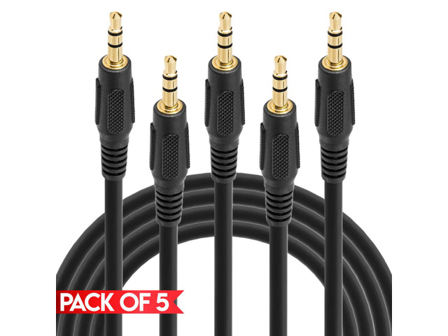 Cmple - [5 PACK] 3 FT 3.5mm Audio Cable, Male to Male Stereo Aux Cord, Stereophonic Sound for Headphones, Speakers, Car, Home Stereos, Smartphones,...