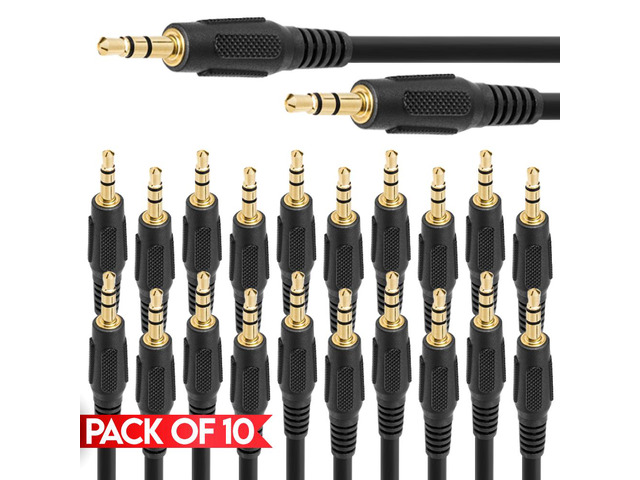 Cmple - [10 PACK] 3 Feet Aux Cable, 3.5mm Stereo Audio Cord, 1/8 Male to Male Cable for TV, PC, Notebook, Mac, Game Console, TV-Box, Speakers,...