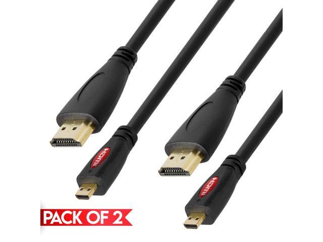 Cmple - [2 PACK] 6 Feet Micro HDMI Cord, Micro HDMI Male to HDMI Male Cable Adapter, Supports 3D 4K 60Hz 1080P Ethernet, for Digital Camera,...