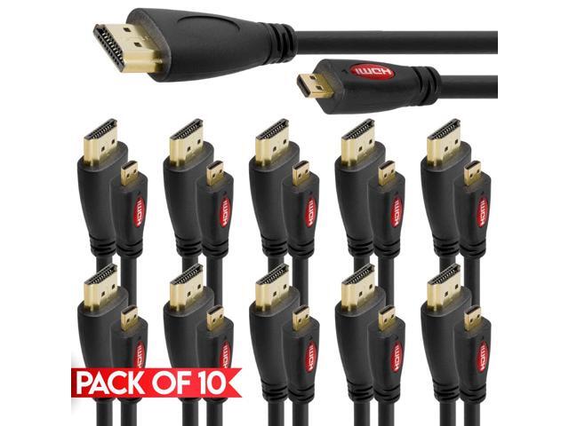 Cmple - [10 PACK] 6 Feet Micro HDMI Cable HDMI D-Male to A-Male Cord, 4K 60Hz, Compatible with GoPro Hero 5 6 7 8, Nikon b500, EOS M50, ThinkPad 10...