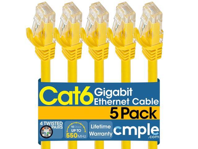Cmple - [5 PACK] 5 Feet Cat6 Ethernet Cable, 10 Gigabit Network Cord, Ethernet Patch Cable, Computer LAN Internet Cable with Snagless RJ45...