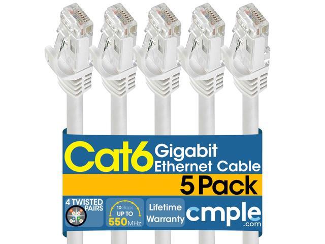 Cmple - [5 PACK] 15 Feet Cat6 Ethernet Cable, 10 Gigabit Network Cord, Ethernet Patch Cable, Computer LAN Internet Cable with Snagless RJ45...