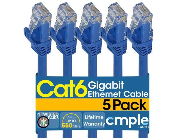 Cmple - [5 PACK] 10 Feet Cat6 Ethernet Cable, 10 Gigabit Network Cord, Ethernet Patch Cable, Computer LAN Internet Cable with Snagless RJ45...