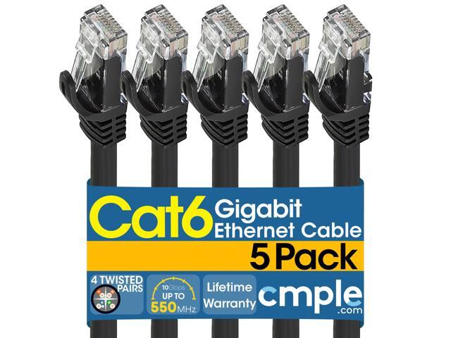 Cmple - [5 PACK] 10 Feet Cat6 Ethernet Cable, 10 Gigabit Network Cord, Ethernet Patch Cable, Computer LAN Internet Cable with Snagless RJ45...