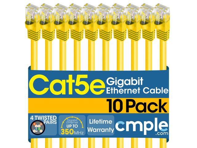 Cmple - [10 PACK] 15 Feet Cat5 Patch Cord, Ethernet Cable with RJ-45 Connectors, 1 Gigabit Cat5e UTP Wire, Category 5e Computer LAN Network Cord -...