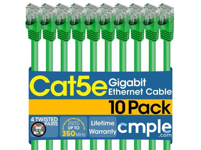 Cmple - [10 PACK] 10 Feet Cat5 Patch Cord, Ethernet Cable with RJ-45 Connectors, 1 Gigabit Cat5e UTP Wire, Category 5e Computer LAN Network Cord -...