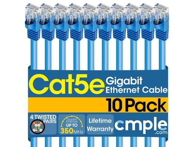 Cmple - [10 PACK] 15 Feet Cat5 Patch Cord, Ethernet Cable with RJ-45 Connectors, 1 Gigabit Cat5e UTP Wire, Category 5e Computer LAN Network Cord -...