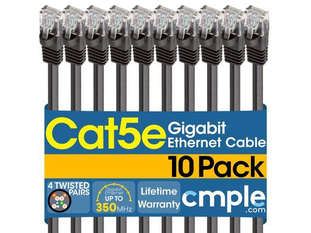 Cmple - [10 PACK] 7 Feet Cat5 Patch Cord, Ethernet Cable with RJ-45 Connectors, 1 Gigabit Cat5e UTP Wire, Category 5e Computer LAN Network Cord -...