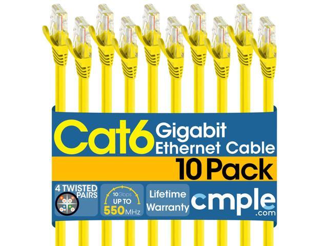 Cmple - [10 PACK] 5 Feet Cat6 Ethernet Cable, 10Gbps - 550Mhz Patch Cable, Internet Network Cord, UTP Computer LAN Cable with RJ45 Connectors, Cat...