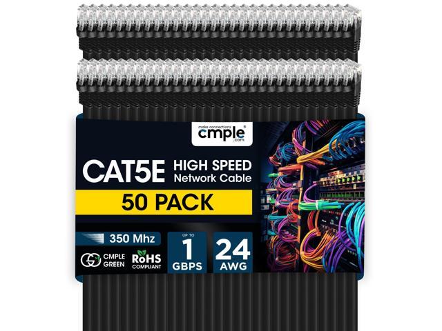 Cmple - 50 Pack Cat 5e Ethernet Cable 1.5 ft 1Gbps Cat5e Patch Cord with RJ45 Connectors 350MHz Internet Cable for Computer, WiFi Router, Modem -...