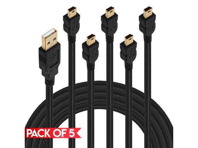 Cmple - [5 PACK] 3 Feet Mini USB Cable, USB Mini B Cord, Mini USB 2.0 Charger Cable Compatible with Dash Cam, Digital Camera, PS3 Controller, Hard...