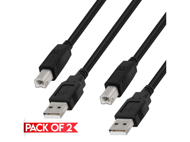 Cmple - [2 PACK] 3 Feet USB 2.0 Printer Cable, USB A to B Cord for Printers, Scanners, External Hard Drives, Cameras, Digital Piano, MIDI...