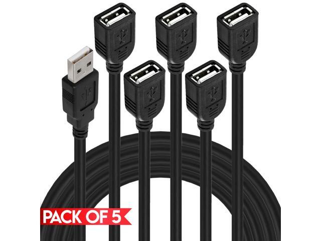 Cmple - [5 PACK] 6 FT USB 2.0 A Male to A Female Cable, USB Extension Cord, for Webcam, Camera, Phone, USB hub, Mouse, Keyboard, Printer, Scanner,...