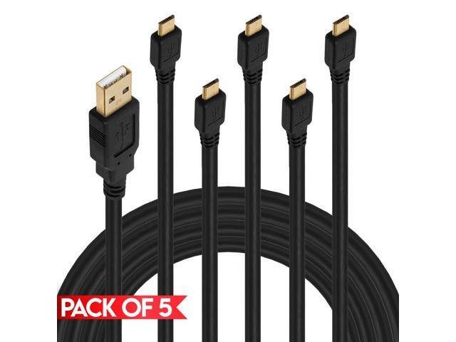 Cmple - [5 PACK] 10 Feet Micro USB 2.0 Cord, USB-A to Micro B Data Transfer Charging Cable for SmartPhone, Portable Speaker, Charger, TV Stick,...