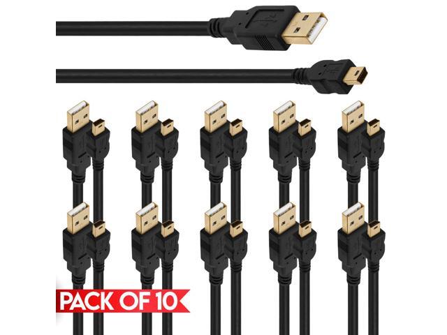 Cmple - [10 PACK] 3 FT Mini USB Cord USB 2.0 Type A to Mini B Cable Nylon Braided Charging Cord for MP3 Player, Portable Hard Drive, GoPro Hero,...