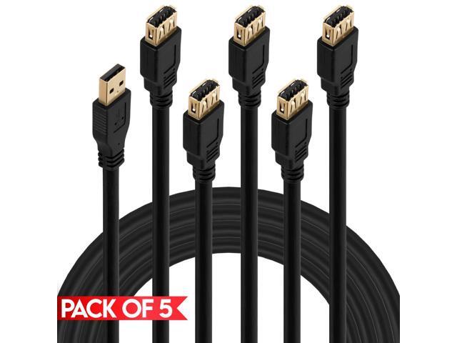 Cmple - [5 PACK] 1.5 Feet USB 3.0 Extension Cable, USB-A Male to Female Extender Cord, Desctop USB Cable for Keyboard, Mouse, Gamepad, USB Hub,...