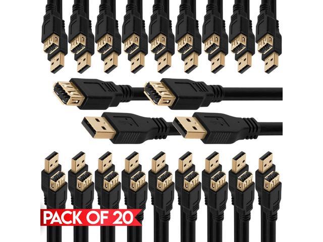 Cmple - [20 PACK] 1.5 Feet USB 3.0 A to A Extension Cable, USB Male to Female Extender Cord for Mouse, Keyboard, Printer, Camera, Hard Drive, Flash...