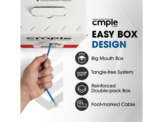 Cmple - Cat5e Plenum Cable 1000ft, CMP, Blue 350MHz Gigabit Ethernet Solid Network Internet Bulk UTP