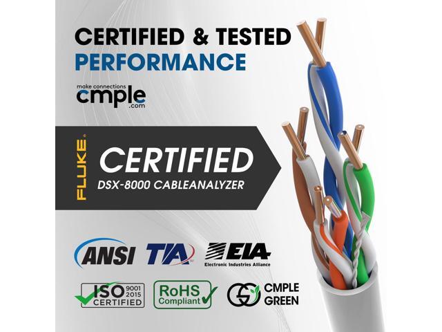 Cmple - Cat5e Plenum Cable 1000ft, CMP, White 350MHz Gigabit Ethernet Solid Network Internet Bulk UTP