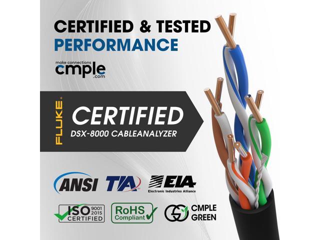 Cmple - Cat5e Plenum Cable 1000ft, CMP, Black 350MHz Gigabit Ethernet Solid Network Internet Bulk UTP