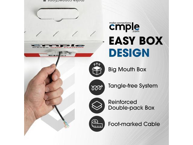 Cmple - Cat5e Plenum Cable 1000ft, CMP, Black 350MHz Gigabit Ethernet Solid Network Internet Bulk UTP