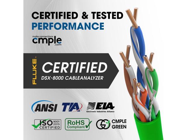 Cmple - Cat5e Plenum Cable 1000ft, CMP, Green 350MHz Gigabit Ethernet Solid Network Internet Bulk UTP