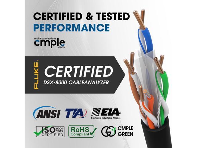 Cmple - Cat6 Cable 1000ft Bulk Lan Ethernet Cat 6 Wire Network UTP 23AWG CMR Riser 10 Gbps 550 MHz Pull Box 1000 Feet, Black