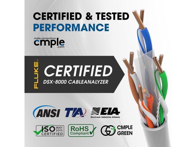 Cmple - Cat6 Plenum Ethernet Cable 1000ft, Cat 6 Cable (CMP) 550MHz Unshielded Twisted Pair (UTP) 10 Gigabit Solid Network Cable, Bulk Ethernet...