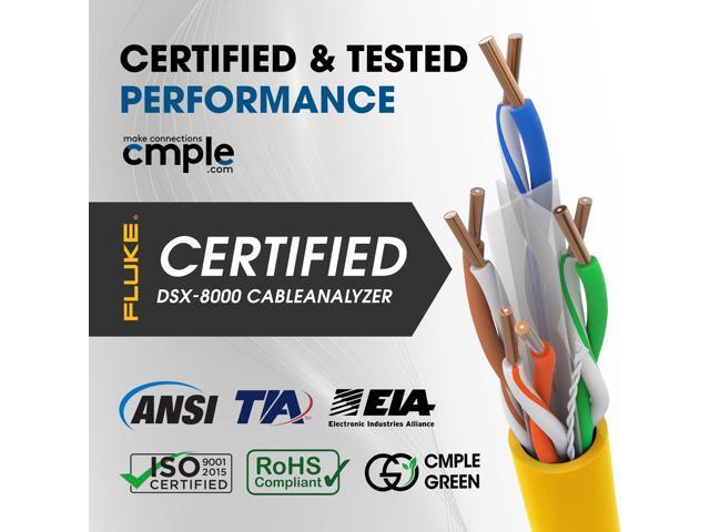 Cmple - Cat6 Plenum Ethernet Cable 1000ft, Cat 6 Cable (CMP) 550MHz Unshielded Twisted Pair (UTP) 10 Gigabit Solid Network Cable, Bulk Ethernet...