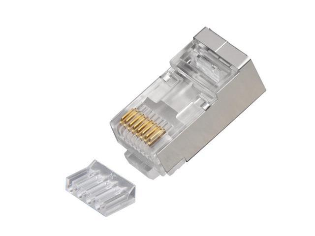CMPLE Platinum Tools 106206J RJ45 Shielded Cat6 2 pc. Round-Solid 3-Prong with Liner Connector - Jar of 100