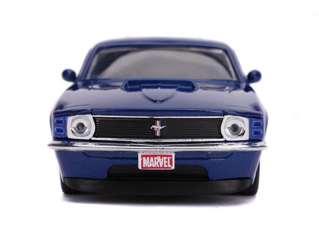 1970 Ford Mustang Boss Blue Metallic & Silver 'Winter Soldier' 'Avengers' 'Marvel' Series 1/32 Diecast Model Car by Jada