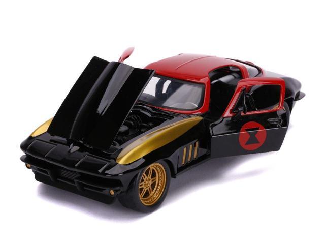 1966 Chevrolet Corvette with Black Widow Diecast Figurine 'Avengers' 'Marvel' Series 1/24 Diecast Model Car by Jada