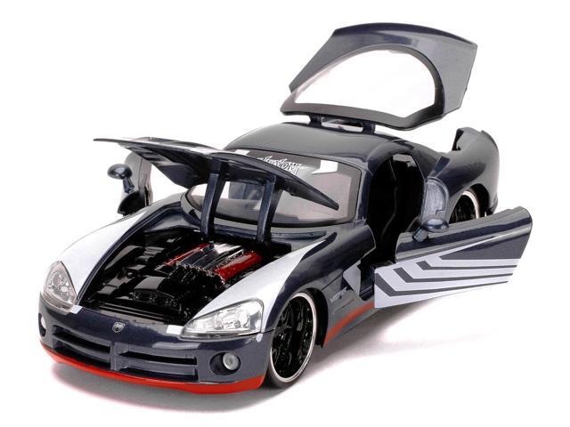 2008 Dodge Viper SRT10 Dark Gray with Venom Diecast Figurine 'Spider-Man' 'Marvel' Series 1/24 Diecast Model Car by Jada