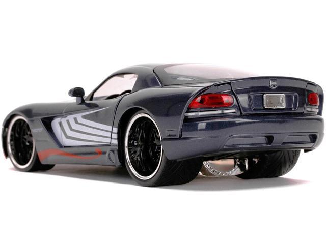 2008 Dodge Viper SRT10 Dark Gray with Venom Diecast Figurine 'Spider-Man' 'Marvel' Series 1/24 Diecast Model Car by Jada