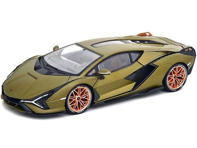 Lamborghini Sian FKP 37 Matt Green Metallic with Copper Wheels 1/18 Diecast Model Car by Bburago