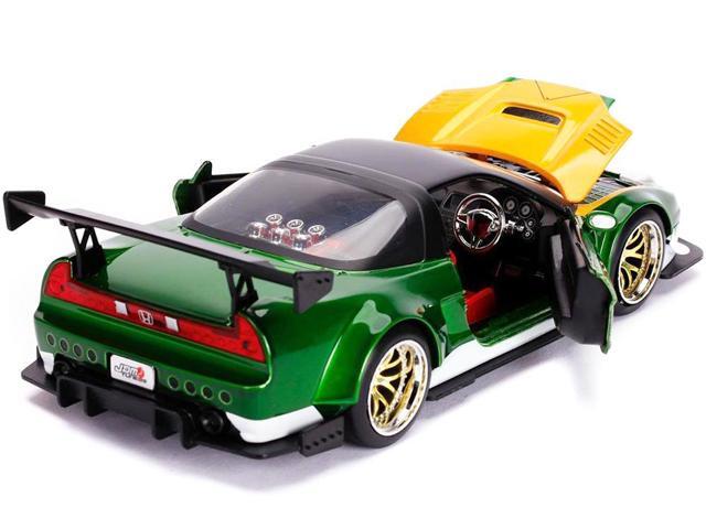 2002 Honda NSX Type-R Japan Spec (RHD) and Green Ranger Diecast Figurine 'Power Rangers' 1/24 Diecast Model Car by Jada