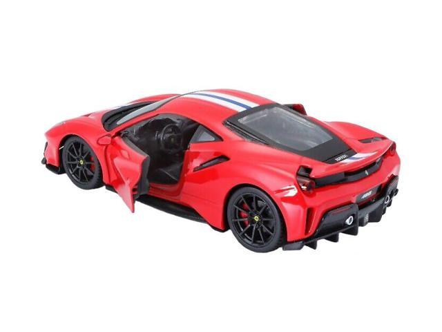 Ferrari 488 Pista Red with White and Blue Stripes 1/24 Diecast Model Car by Bburago